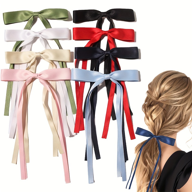 Solid Color Ribbon Bowknot Decorative Hair Clips Satin Temu Ireland 7890