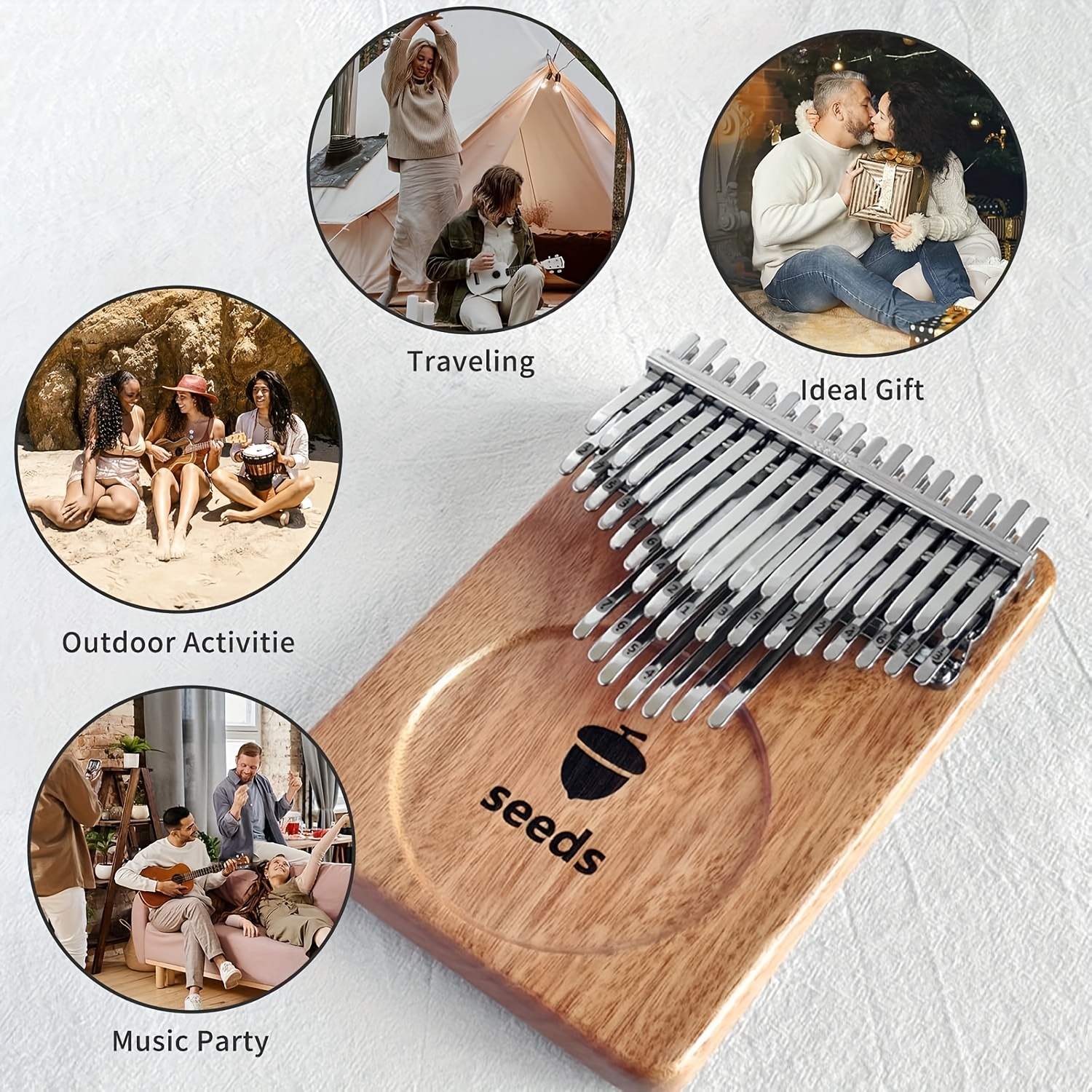 Seeds Kalimba 41 Keys, Advanced Thumb Piano C- , Chromatic -layered Finger Thumb Piano, Solid Wood Soundboard, Ethereal Tone With Resonance, Piano For Adults Beginners