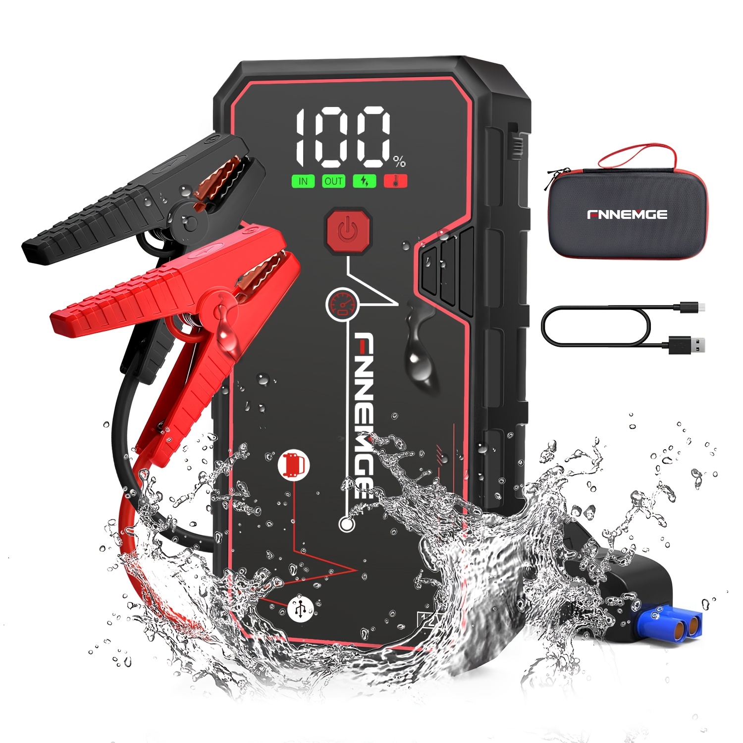 TEMU Nnemge Car Battery Jump Starter, 5000a 23800mah Emergency Starter For Cars (suitable For All Gasoline Vehicles Or 8.0l ), Emergency Starter With