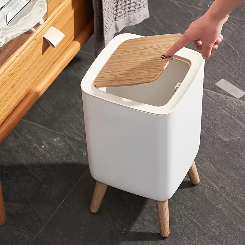 Poubelle De Bureau Avec Couvercle En ABS - 13x16cm - 4 Couleurs - Pour Bureau, Chambre, Salon