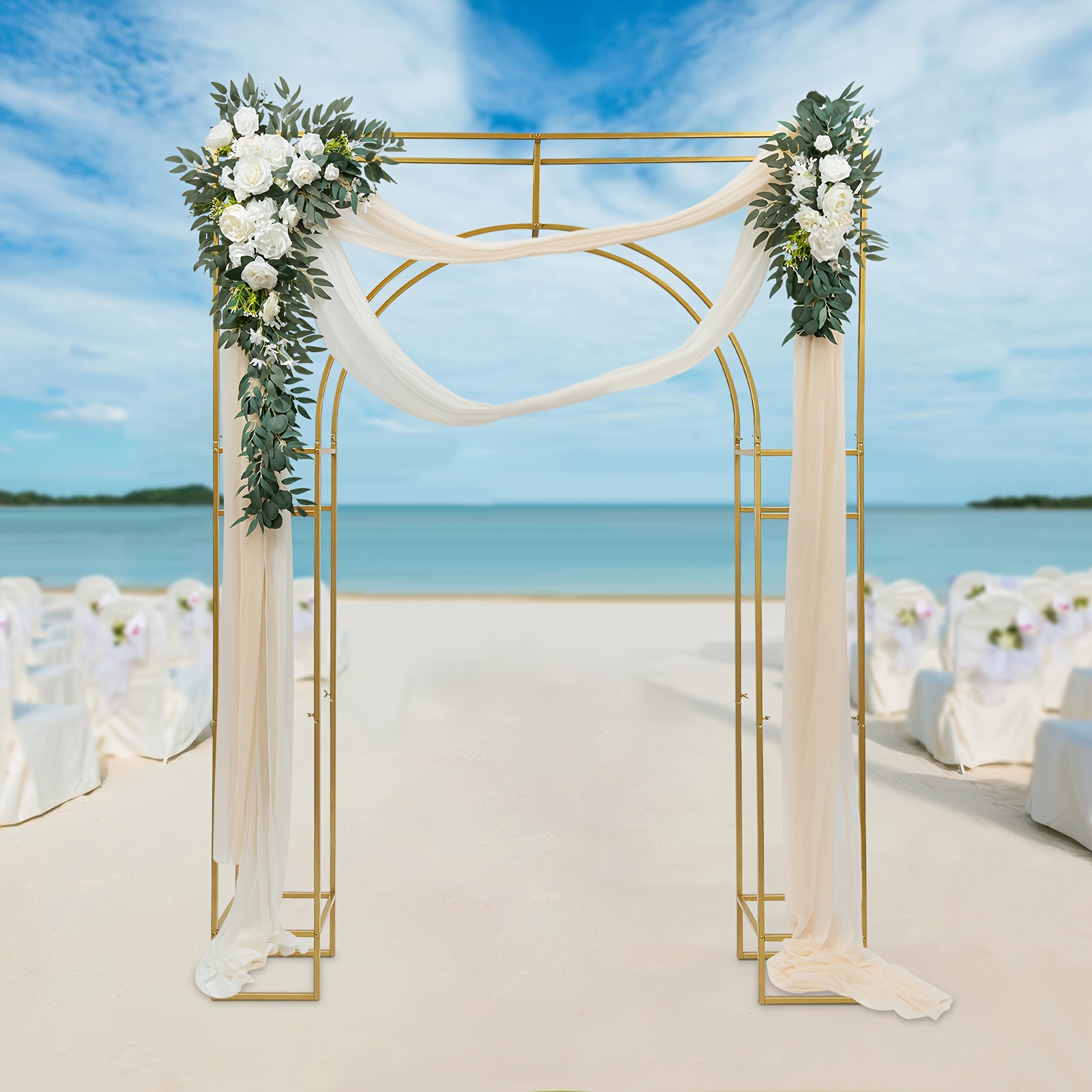 

Wedding Arch Backdrop Stand, Wedding Arches For Square Metal Balloon Arch Stand Garden Frame For Wedding Birthday Party Baby Shower Photo Booth Background Decoration (gold)