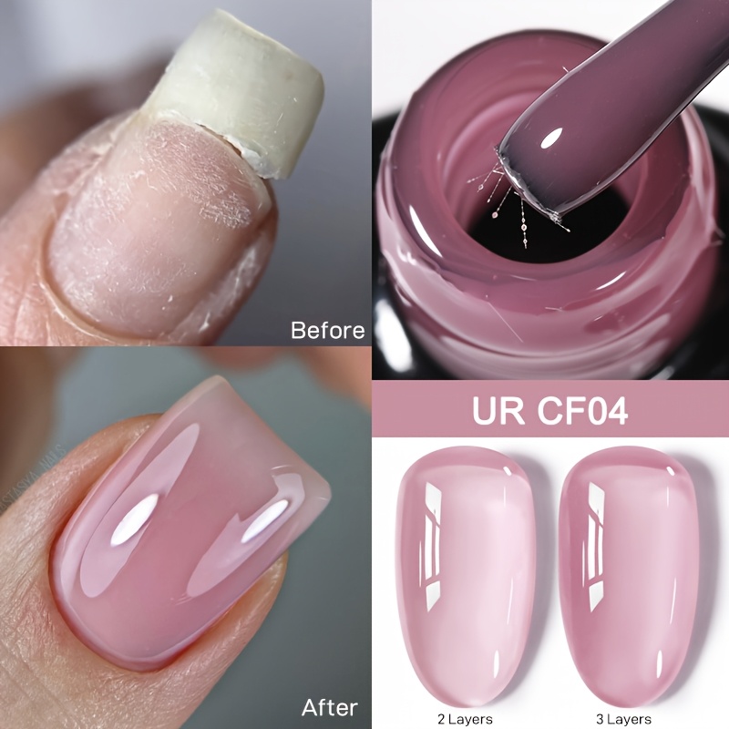 Ur Sugar 7ml Colorful Fiber Rubber , Jelly Nail Gel Polish, Damaged Nails, Of Nails, Semi Permanent Nail Art Manicure Soak Off Led Gel Nail Varnishes