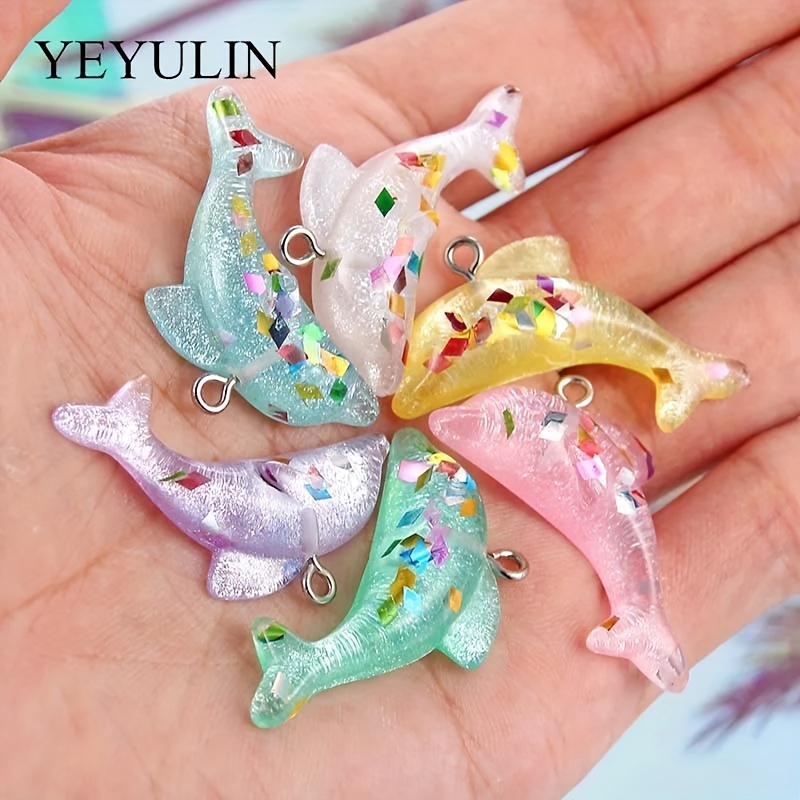 

10pcs Dolphin Charms In - Resin Pendant Accessories For Diy Keychains, Necklaces & Jewelry Crafting, Sansango