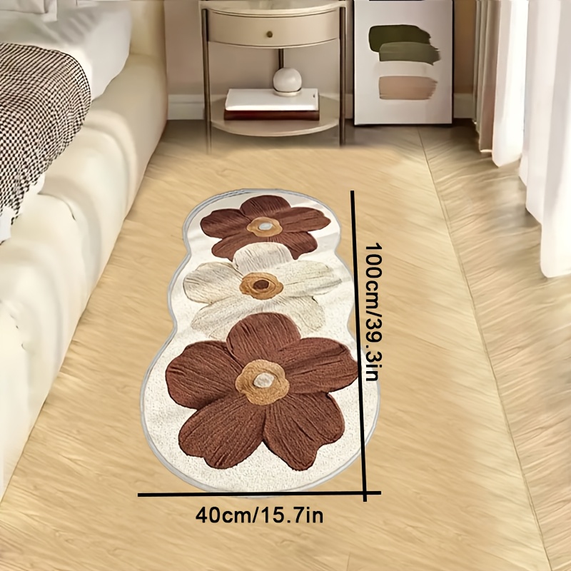 TEMU 1pc Velvet 850g/m² Oil Painting Style Bedroom Decor Bedside Rug, With Non-slip Rubber Bottom, Bedroom Carpet, Machine Washable, Suitable For
