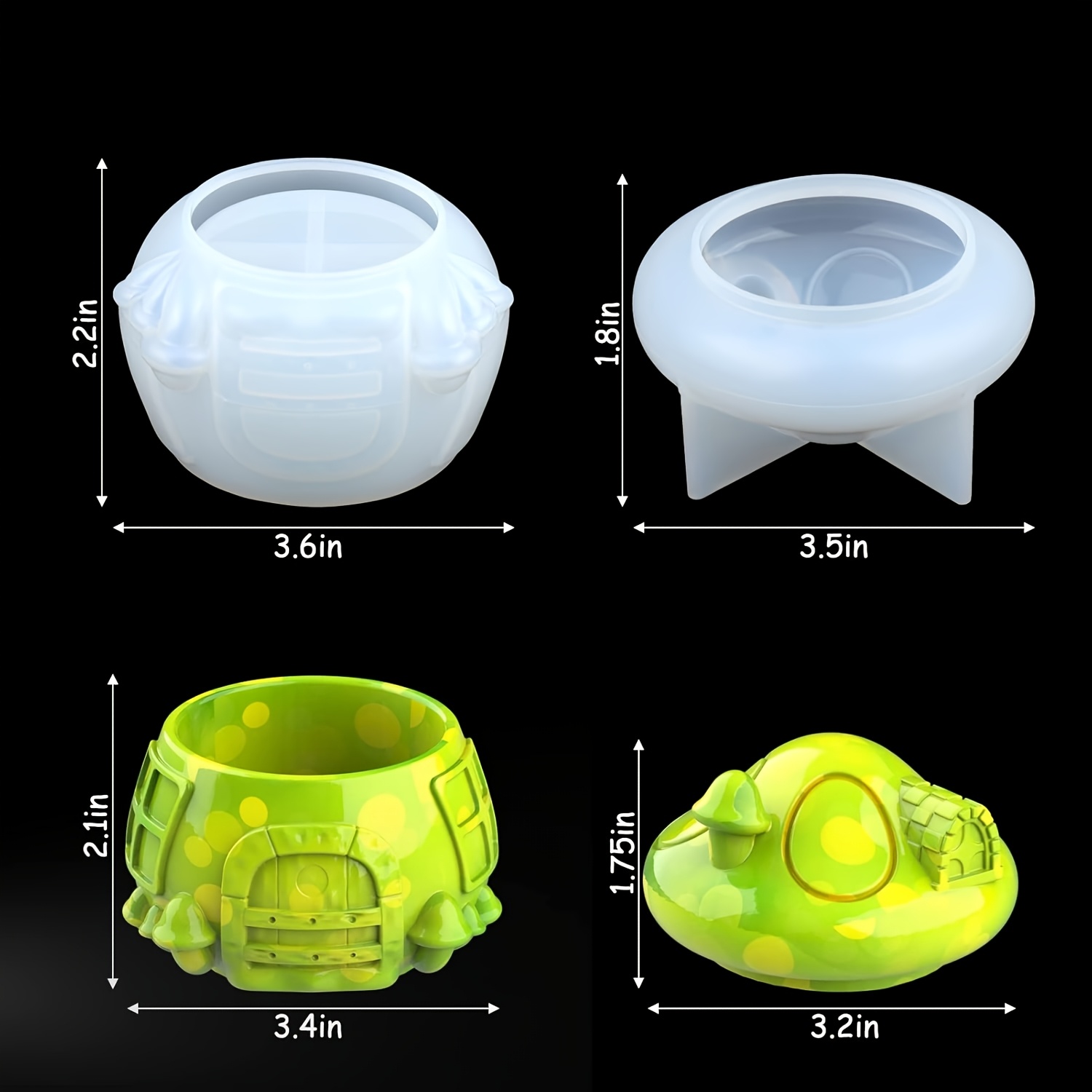 TEMU Silicone Molds For Resin, Including Mushroom Jar Molds Designed For Epoxy Resin Casting, A Resin Jar Mold With A Lid Suitable For Jewelry