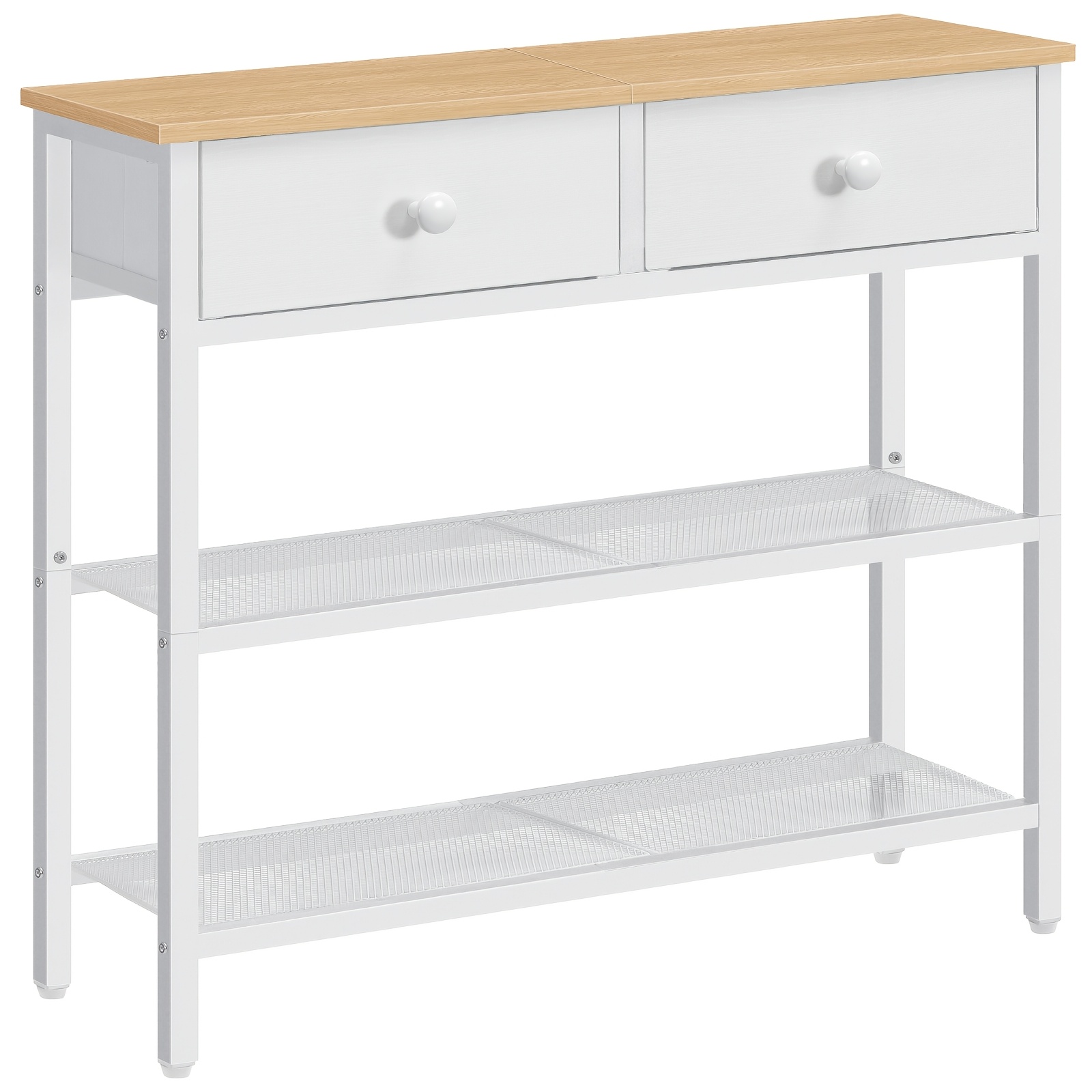Image of Narrow Console Table, 75 Cm Hallway Table, With Drawer And 2 Tier Storage Shelf, Side Table, Small Display Table, Sofa Table, Entrance, Hallway