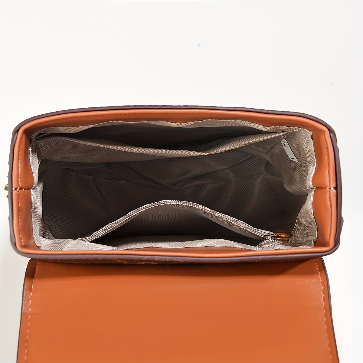 chic mini teddy bear knit hat design womens handbag retro geometric pattern magnetic closure brown with hardware large capacity multi layer purse for everyday use cute purse Product details 7