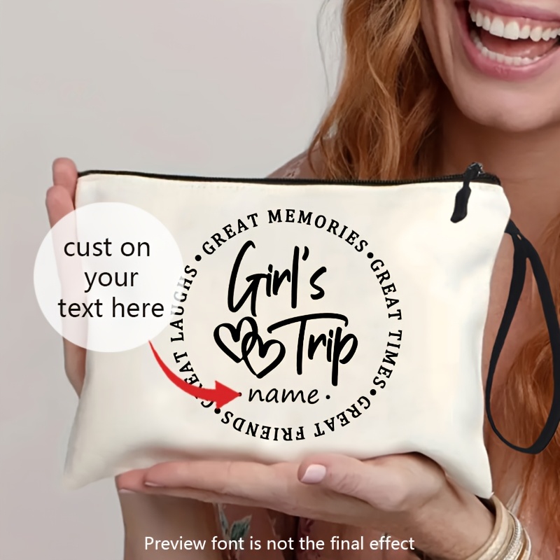 Image of [customized] Customized Name "'s Journey" Theme Printed Makeup Bag Toilet Bag Multi Purpose Makeup Bag Pencil Box Travel Storage Bag Ideal Gift For Women's Birthdays And Festivals