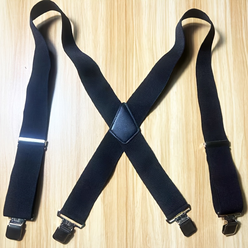 

1pc Men's Heavy Duty 2-inch Suspenders, Adjustable With Strong Clips, High Knitted Fabric, Double , For Work And Jeans