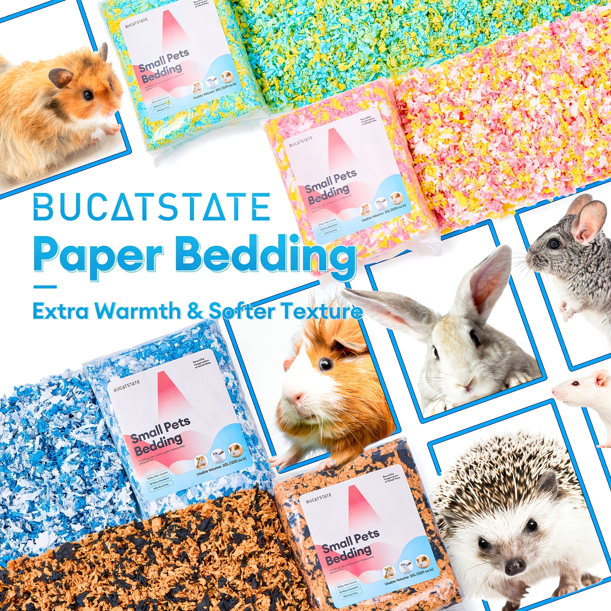 3pcs Small Pet Bedding, Dust-Free Odor Control Paper Substrate