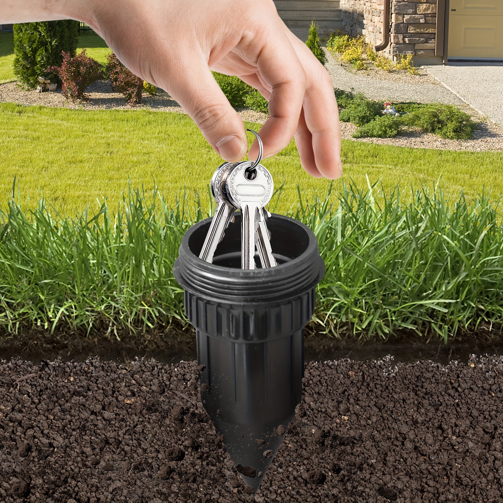 Image of A Sprinkler Key Hiding Device, Realistic Key Hiding Box, Waterproof For Outdoor Gardens And Lawns, Easily Insertable Underground In Garden Grass, Resistant To Water And Corrosion.