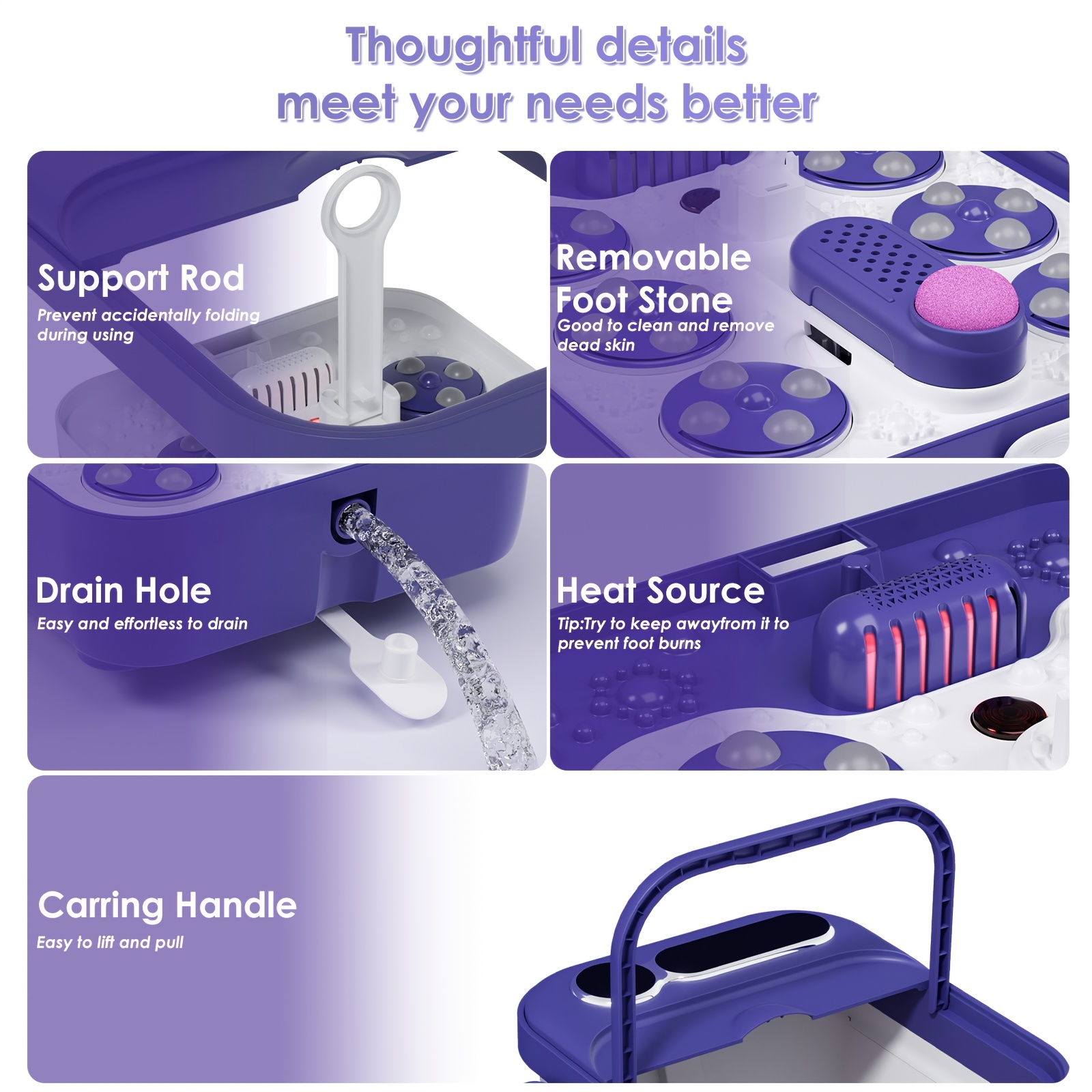 A Foldable Foot Spa Massager with a Heater And Temperature Controller, Featuring a Bubble Foot Bath, Six Massage Rollers, Vibration, And Red Light for Foot Soaking. an Essential Foot Massager for Winter, Making It a Perfect Warm Gift for Loved Ones!