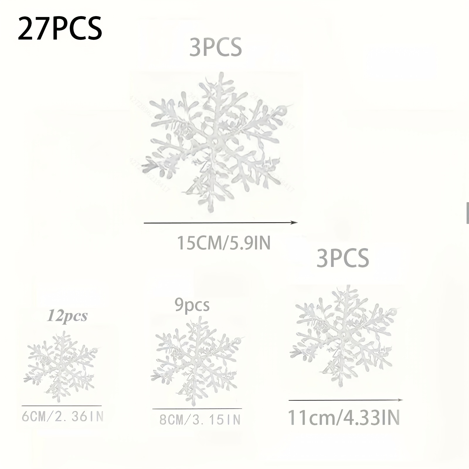 TEMU 27pcs Ornements Décoratifs en Plastique de Neige en Multiples Styles - Décorations Suspendues Polyvalentes pour les Fêtes de Noël et les