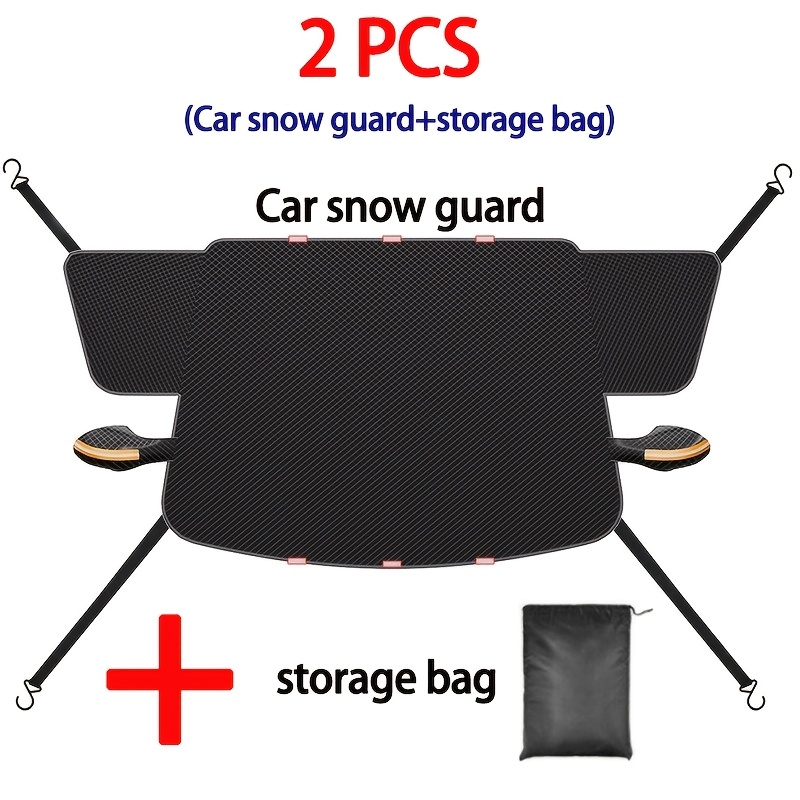 TEMU Magnetic Snow Cover For Car Front Windshield, Thickened Oxford Cloth Sunshade, , Snow-proof, Protection, Universal Fit, , 4 Windproof Straps