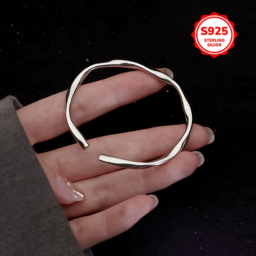 

Elegant 925 Sterling Silver Twist Open Cuff Bangle Bracelet, Parties And Gifts