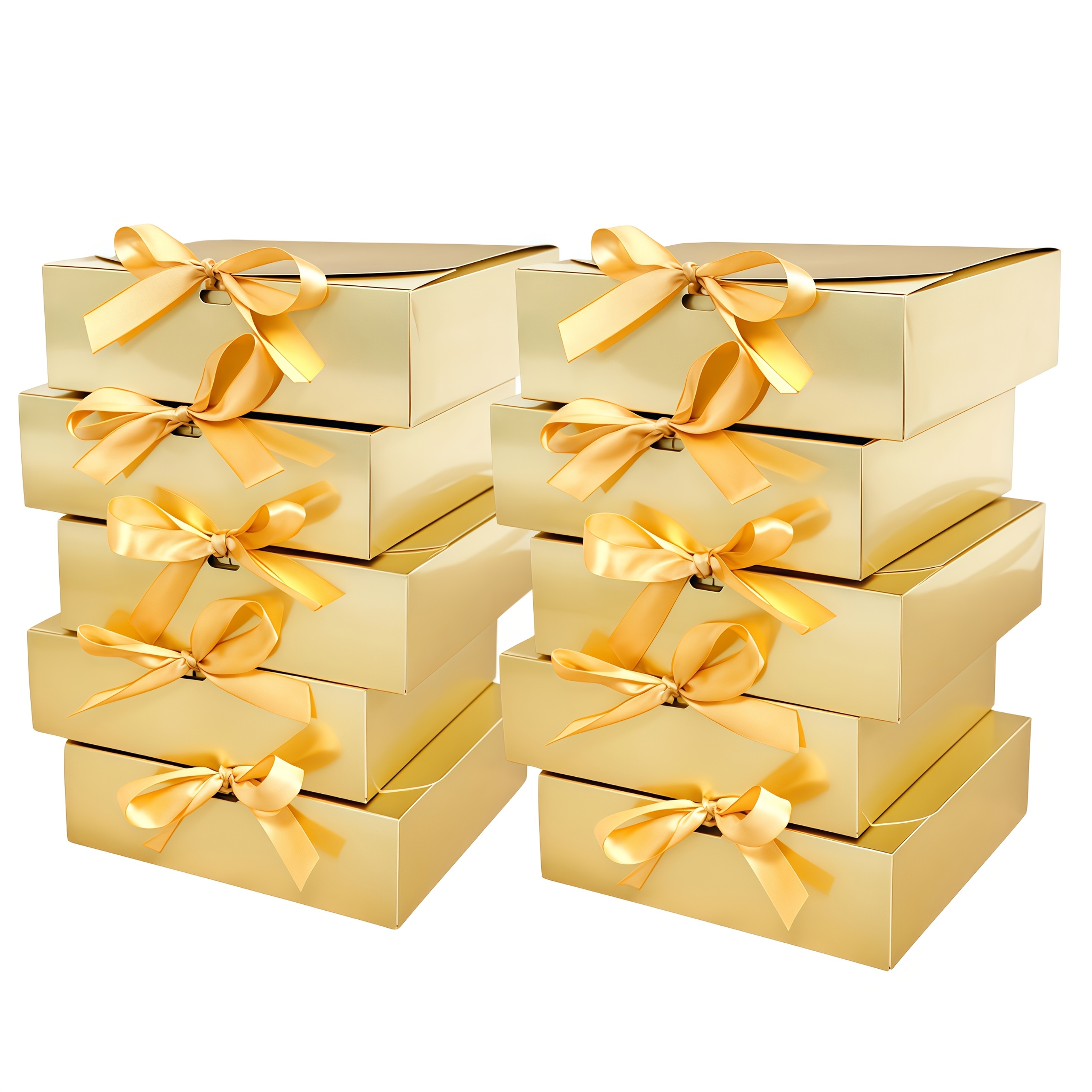 TEMU 10pcs Set Of Boxes, Silvery, With Lids And Ribbons - Multipurpose Paper Packaging For Bridesmaids Proposal, Wedding Gifts, Christmas, Birthdays,