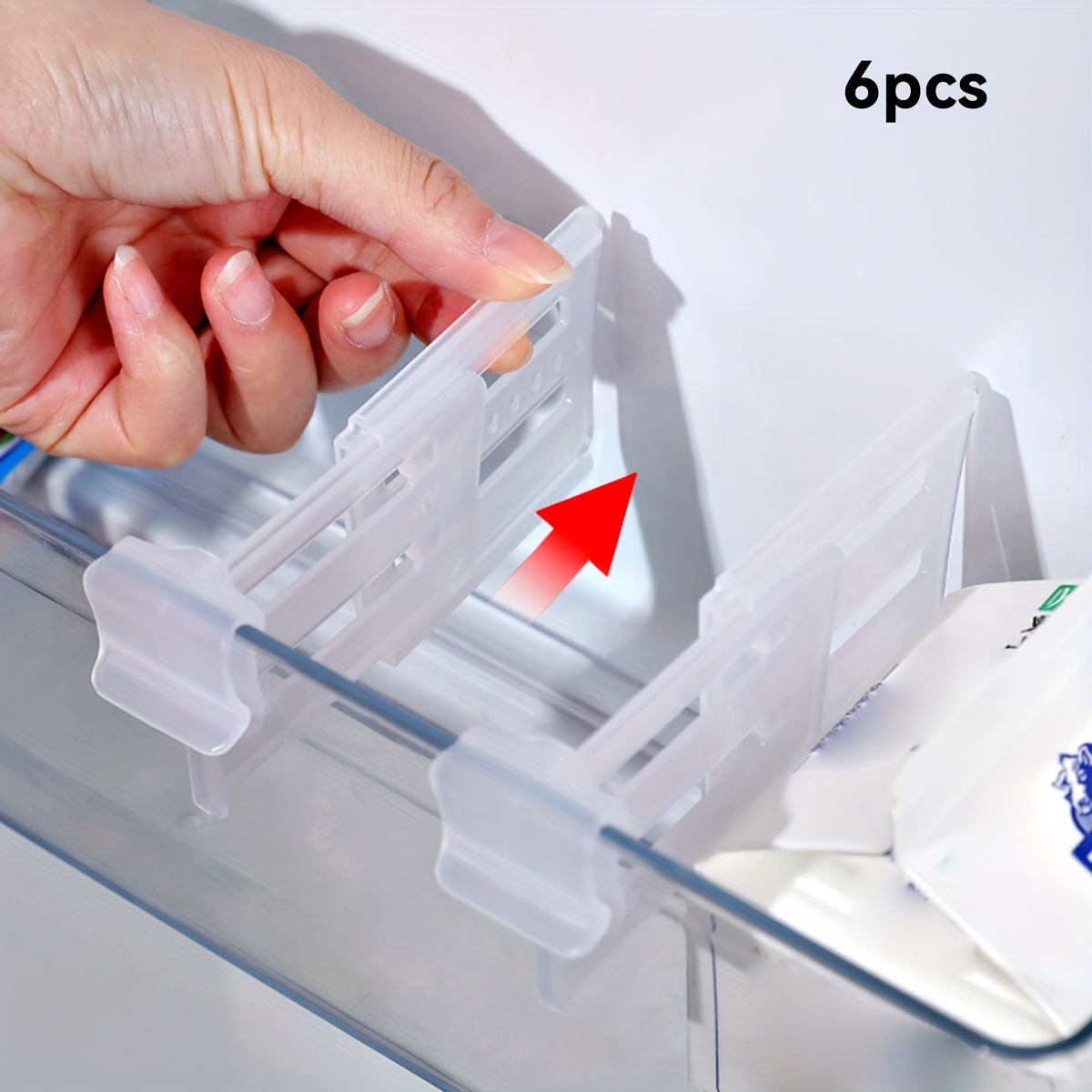 6pcs Adjustable Transparent Refrigerator Side Door Organizer Dividers - Suitable For Kitchen Storage Space Management, Fridge Compartments