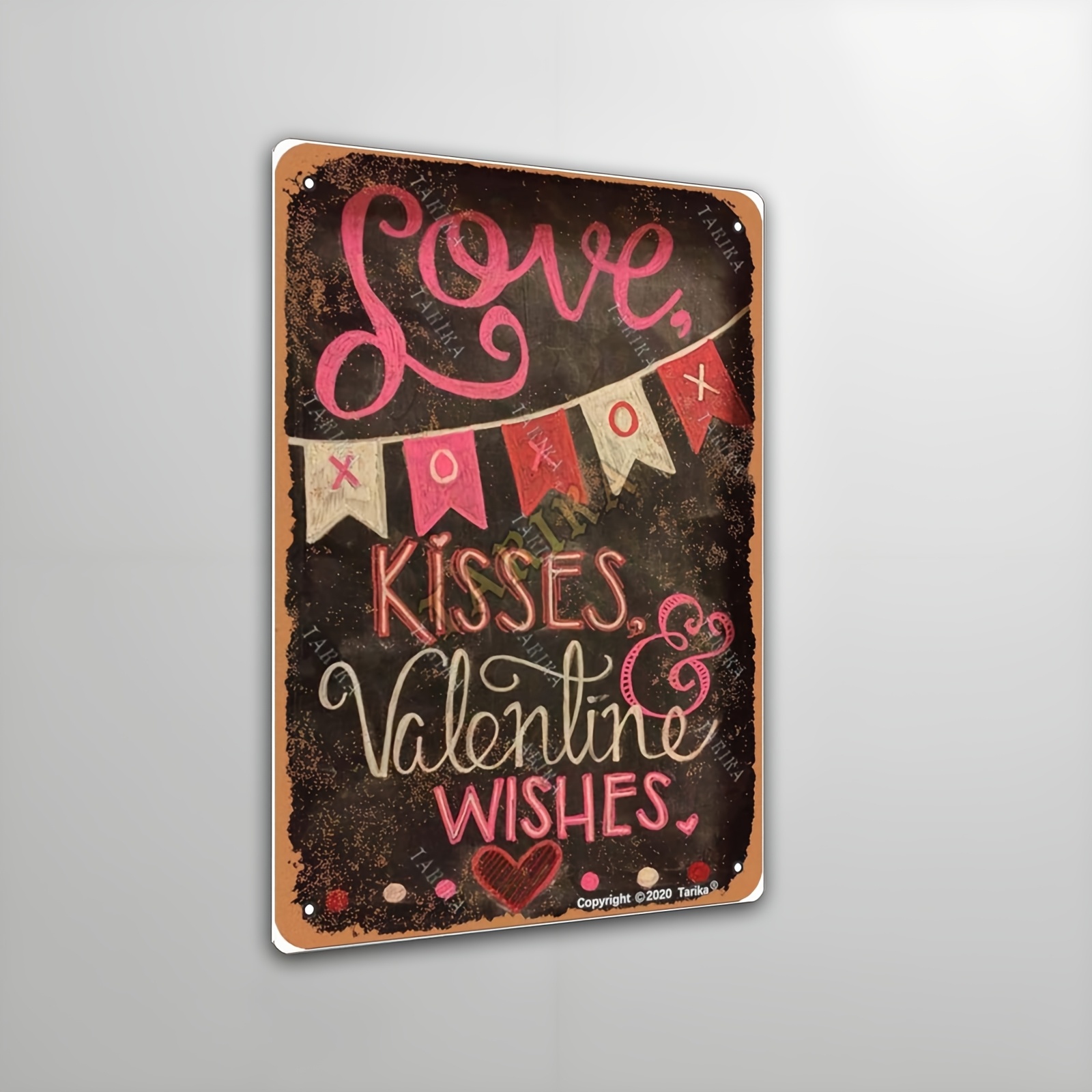 

1pc Art Iron Tin Sign - Vintage-inspired Love & Valentine's Day Wall Decor With "love, , , Valentine Wishes" - Multipurpose, , Wall Hanging Design For Home & Outdoor Use Without Electricity