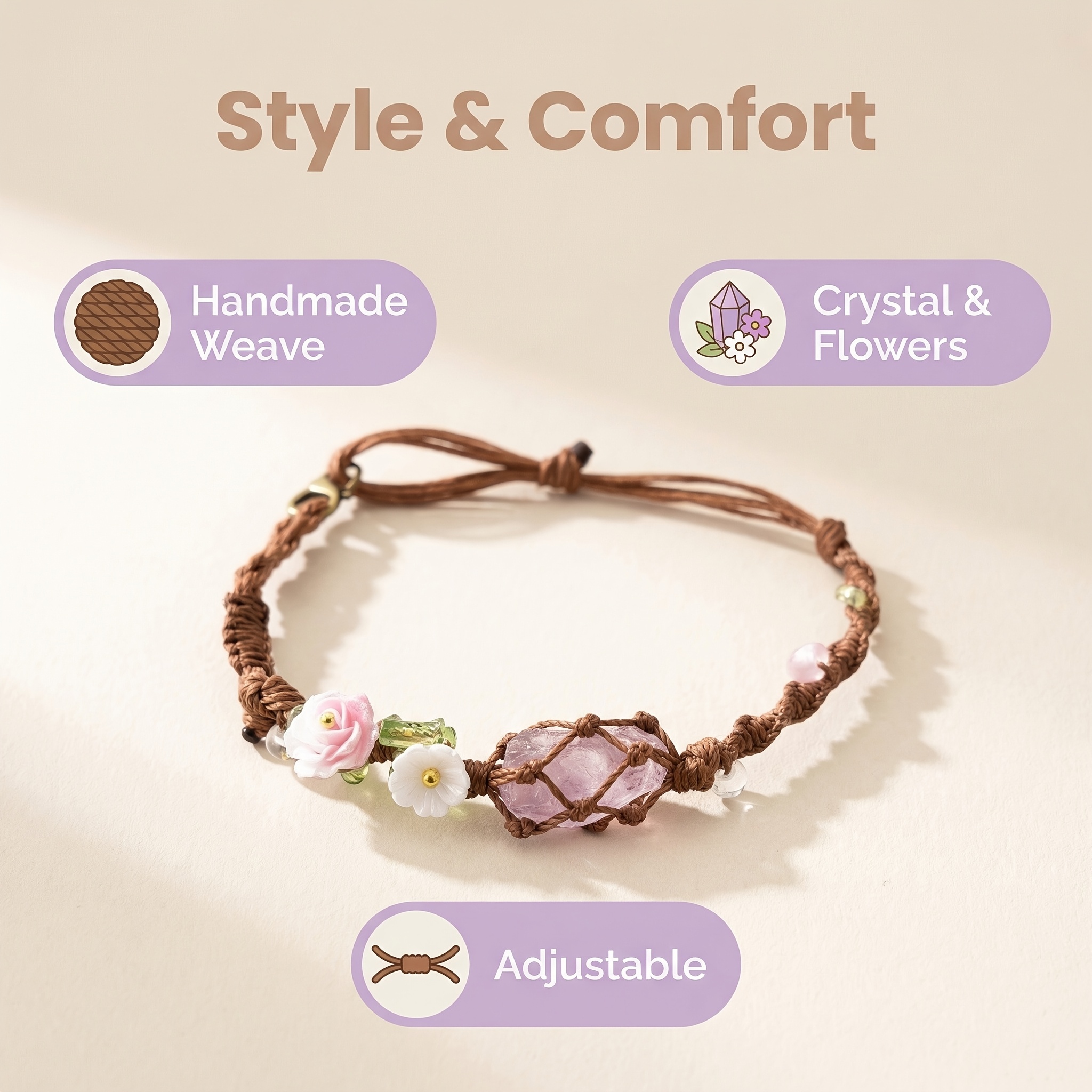 Vintage Amethyst Floral Crystal Bangle