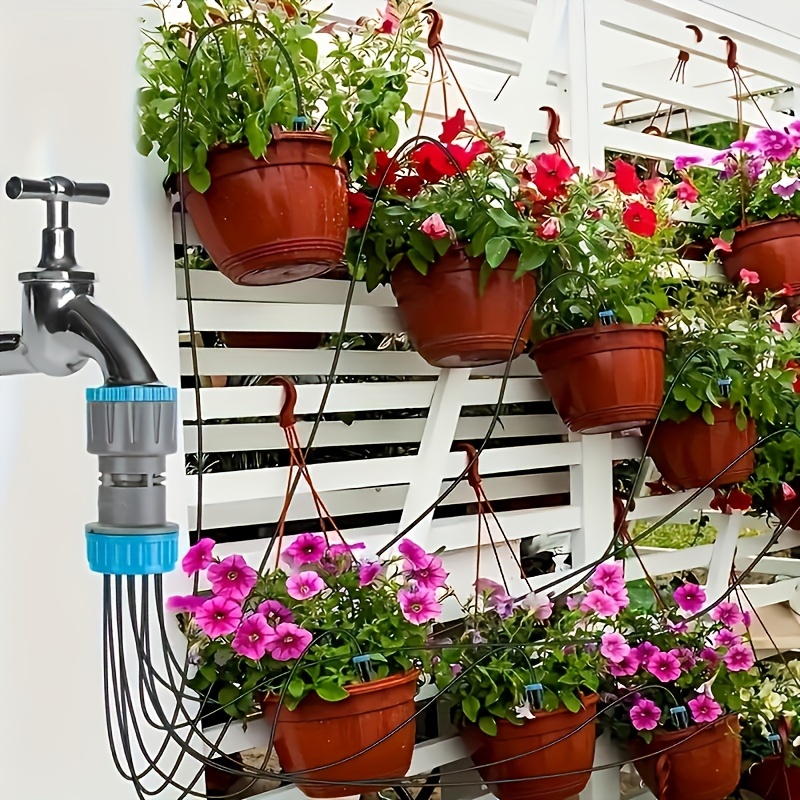 

10- -install Irrigation Kit - -watering For Potted Plants, & 3/4 Adapter And Emitters For Watering