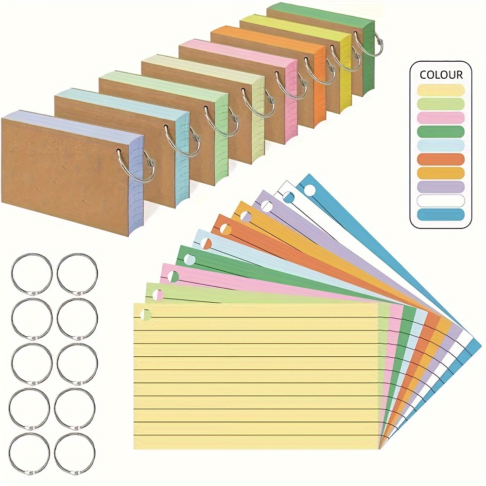 

Minimalist Style 50-pack Lined Loose Leaf Index Cards With Rings - Premium Paper Study & Office Memo Binder Cards