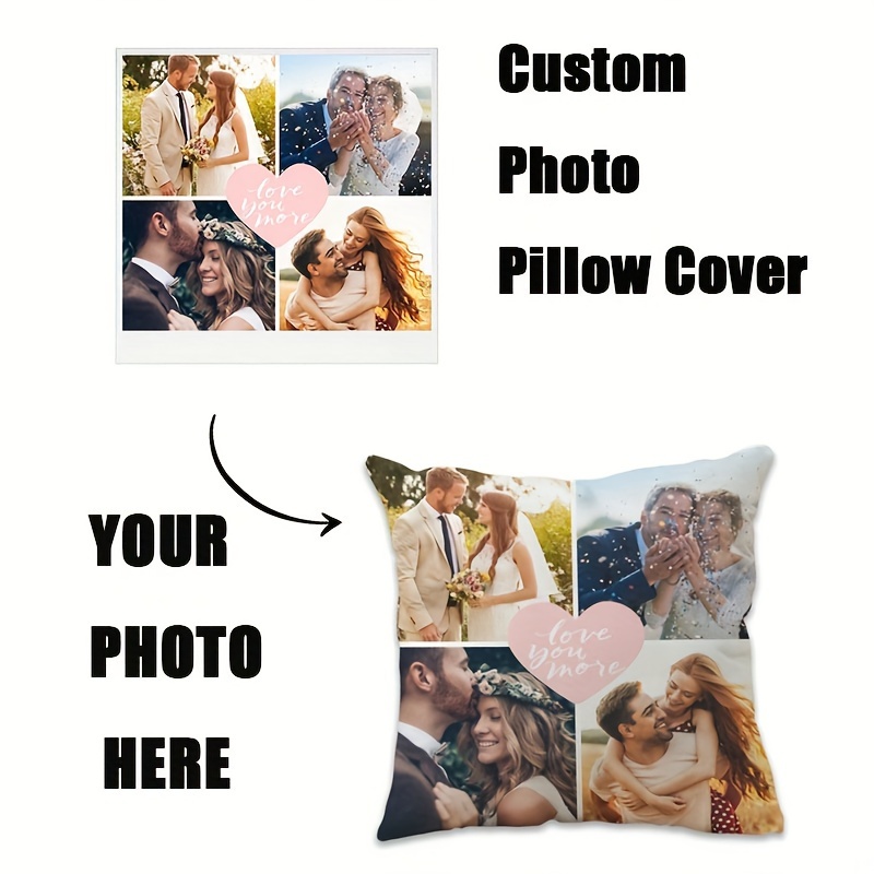 

1pc, Customized Pillow Cover, Home Decoration, Valentine's Day, Christmas, Thanksgiving, New Year Pattern, Family Gift, Wedding Anniversary Gift, Single-sided Printing, No Pillow , 18x18 Inches