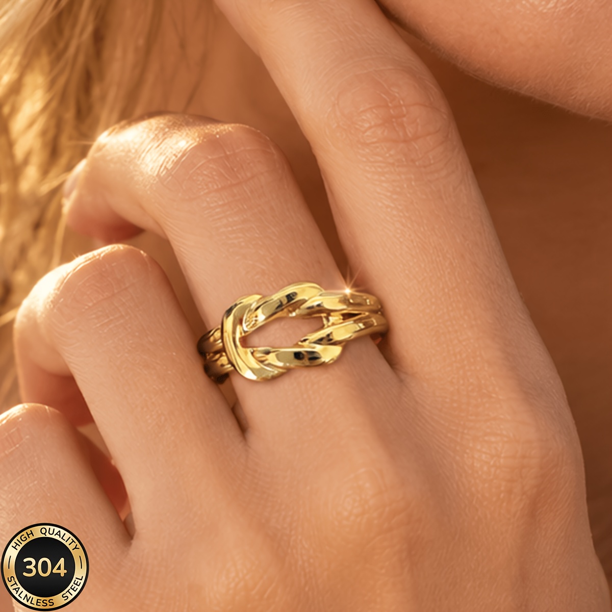 Women's 18K Golden Plated Open Ring, Daily Wear
