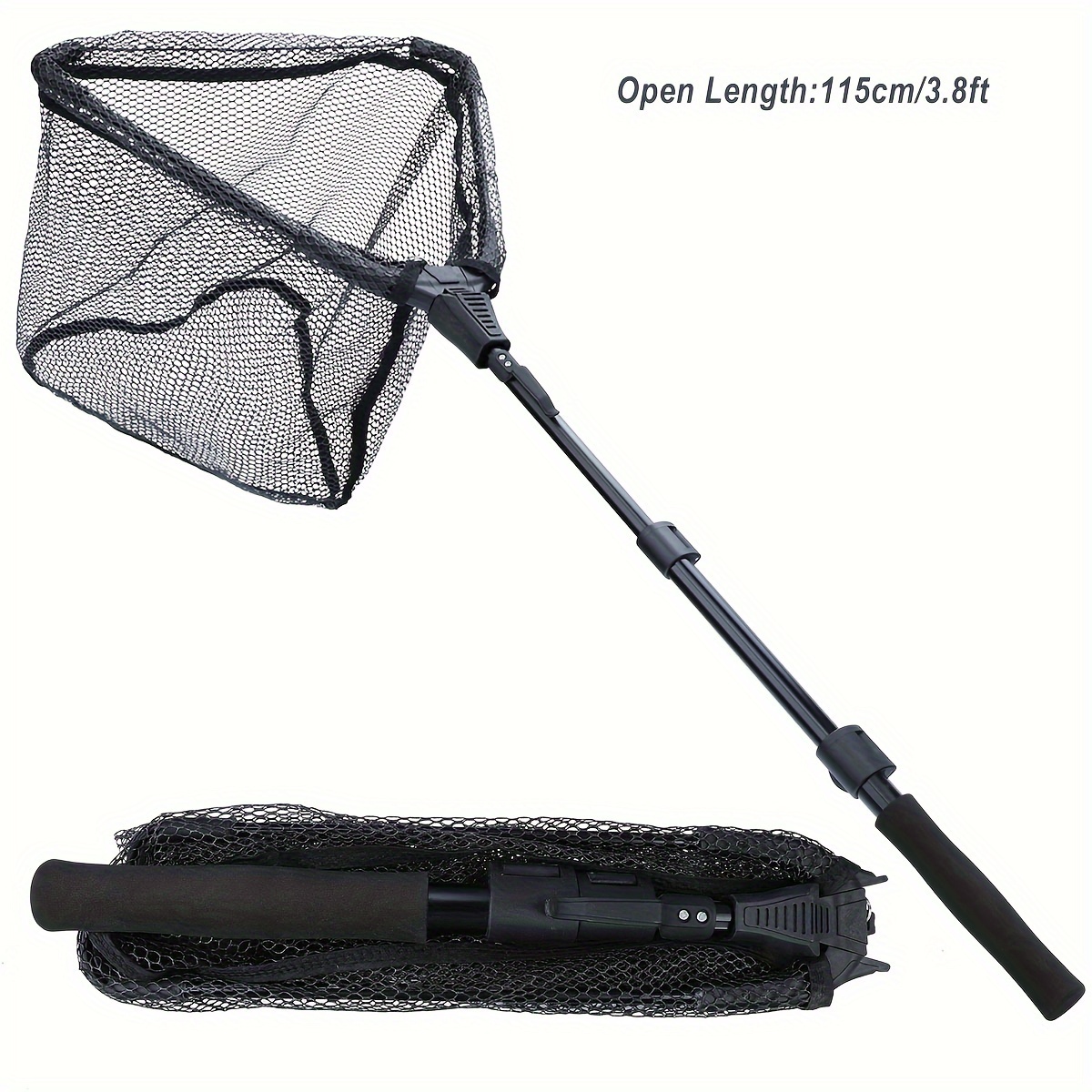 Image of Sougayilang 70cm/90cm/115cm Foldable Portable Net Outdoor Fishing Soft Rubber Material Landing Net Aluminum Pole Eva Handle Folding Landing Net Fishing Tackle