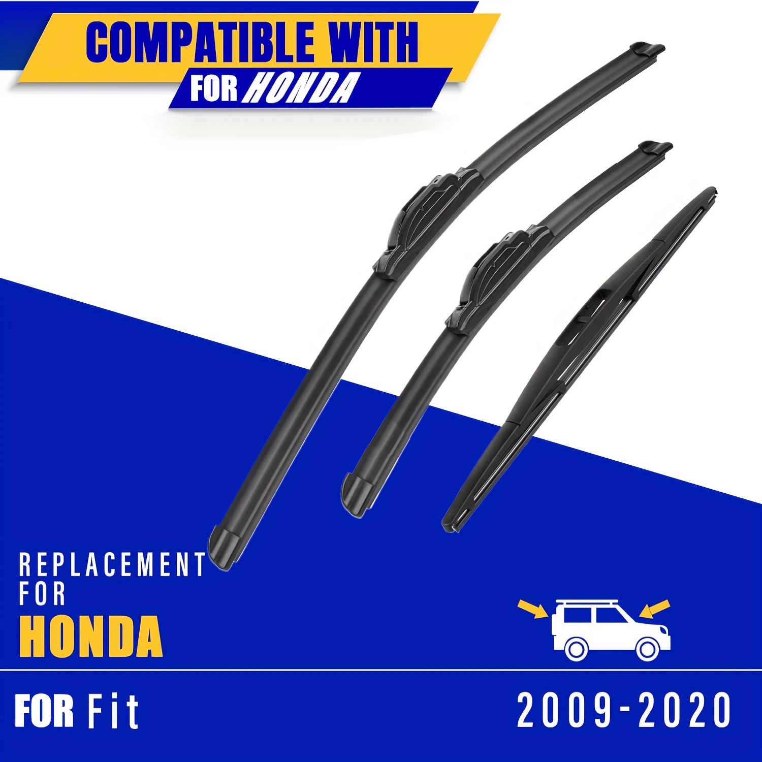 TEMU 3 tergicristalli per HONDA Fit 2009-2020, tergicristalli di ricambio OEM - 28 pollici / 14 pollici / 14 pollici (set da 3) con gancio a U
