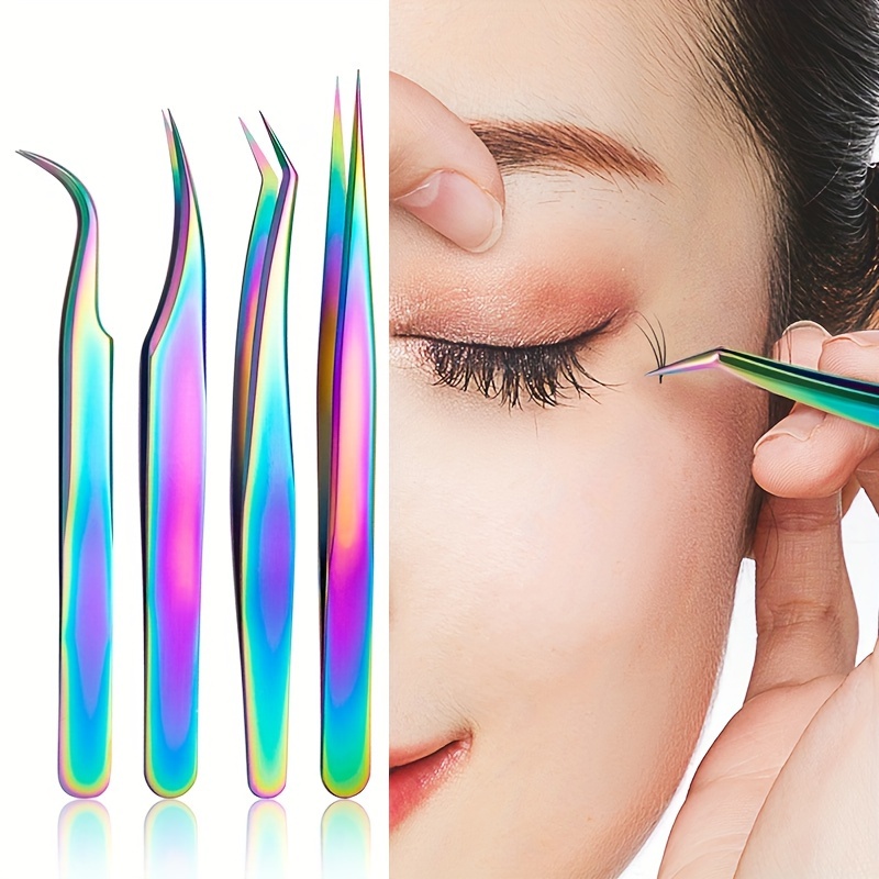 

4-piece Precision Eyelash Tweezers Set For Lash Extensions & Eyebrow Shaping - Professional Grade