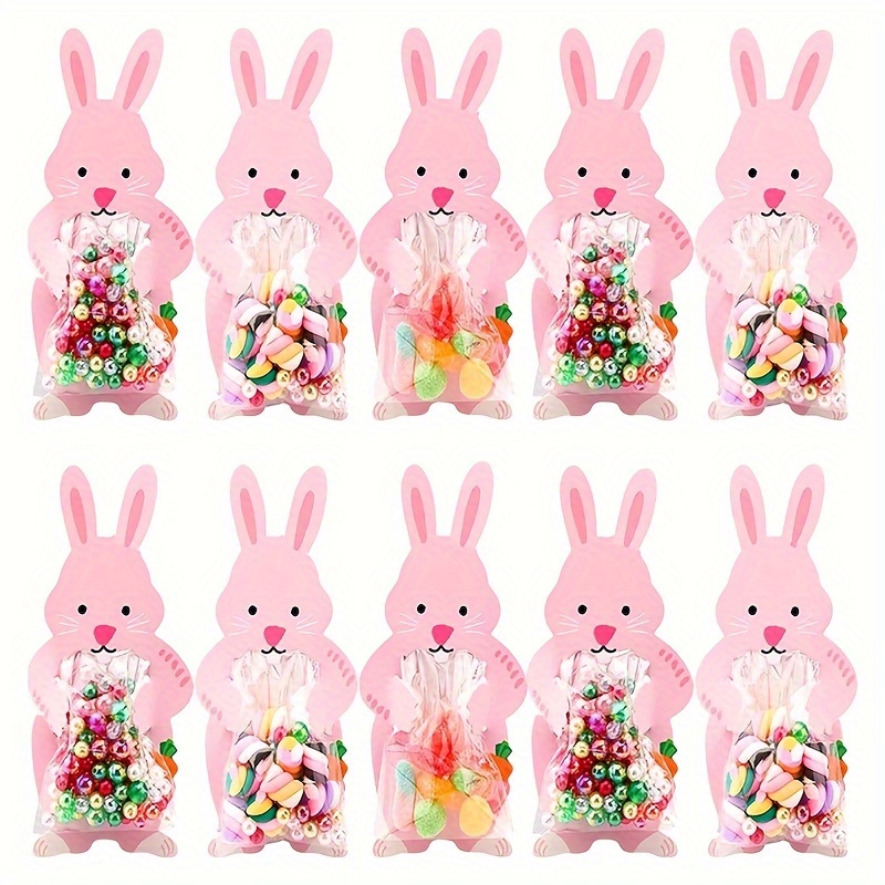 

20/30pcs, Easter Bunny Felt Candy Bags With Ribbon Decor For Candy, Cookie, Chocolates Wrapping Supplies