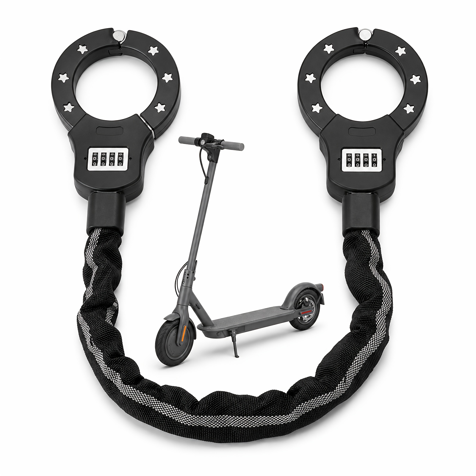 Image of Bicycle Lock, Electric Scooter Combination Lock, 6mm Thick Chain, 93cm Total Length