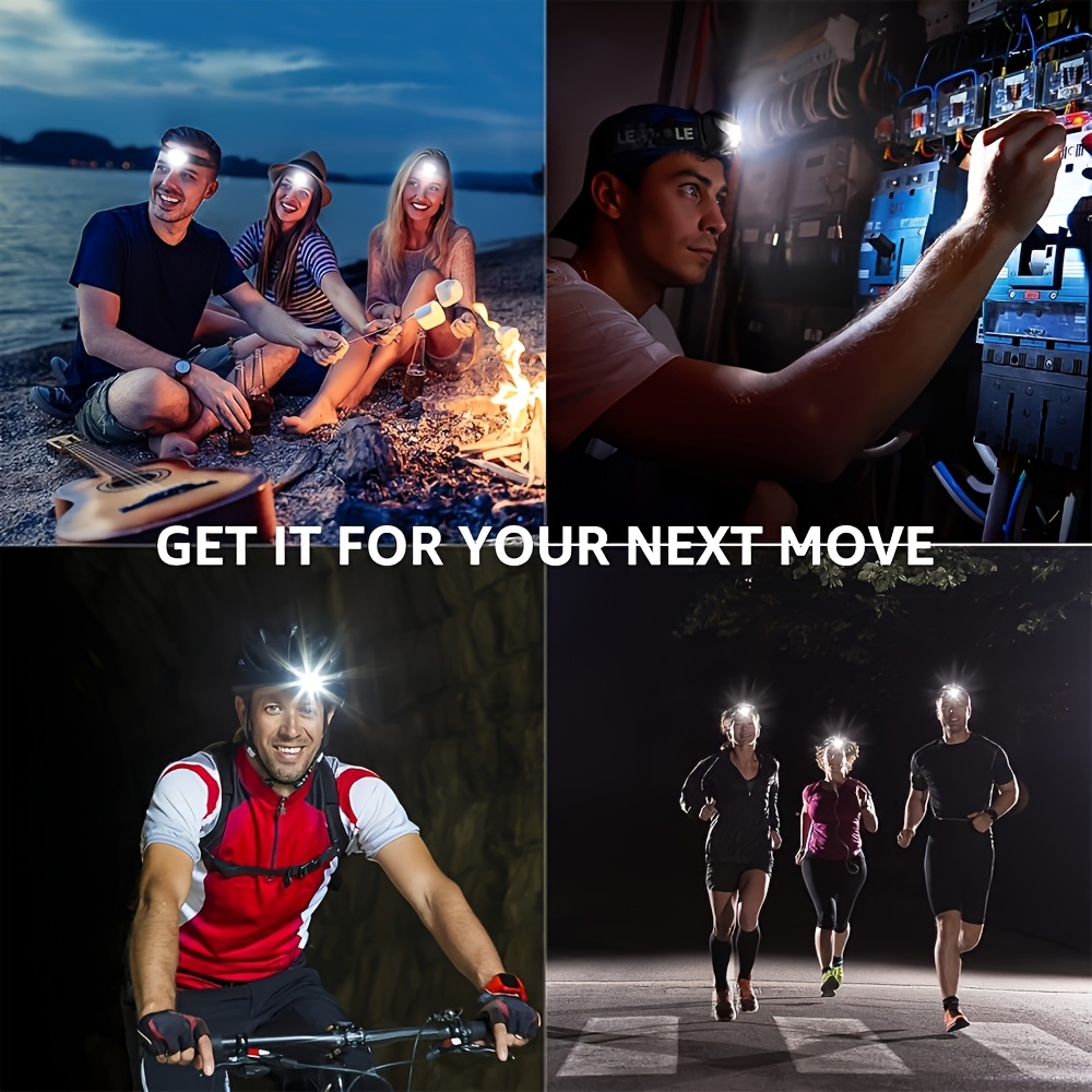 Rechargeable Ultra-Bright LED Headlamp with Red Warning Light