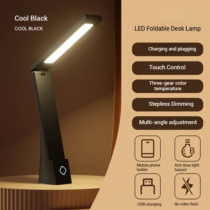 TEMU Led Eye Protection Desk Lamp, Plug-in And Plug-in, Eye Protection Desk Lamp, Multi-angle Adjustment, Three-level Color Temperature, No Video ,
