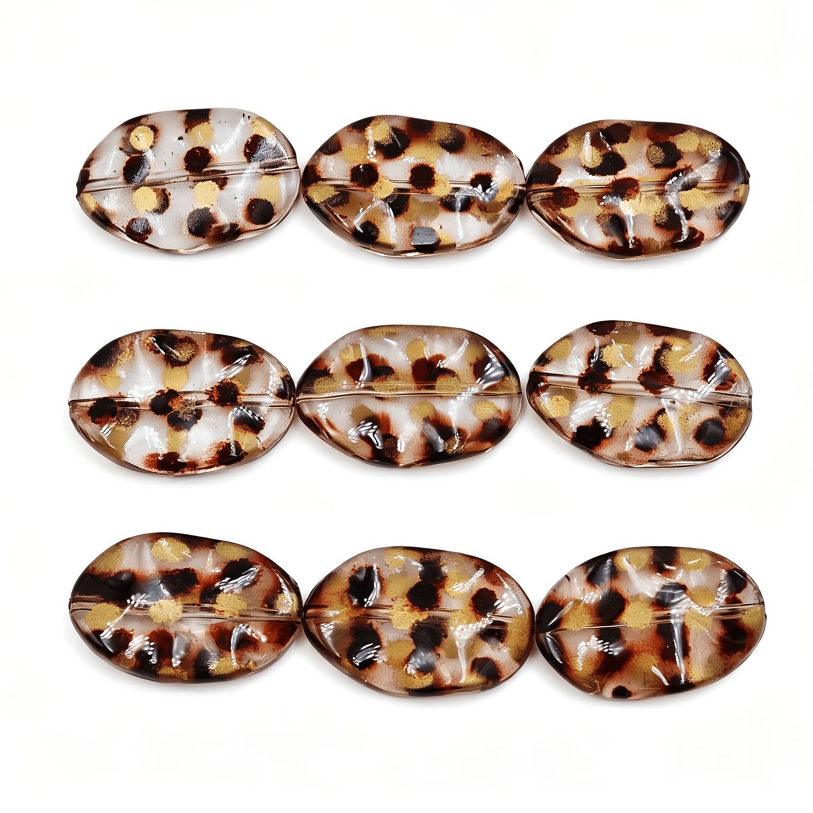TEMU 10pcs Leopard Print Irregular Shaped Beads, Fashion Beads For Diy Loose Beads - Suitable For Creative Making, Handmade Designs - Ideal For