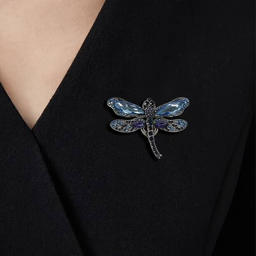 an exquisite blue encrusted dragonfly brooch a creative and versatile pin for suit and clothing decoration suitable for daily wear and as a holiday gift