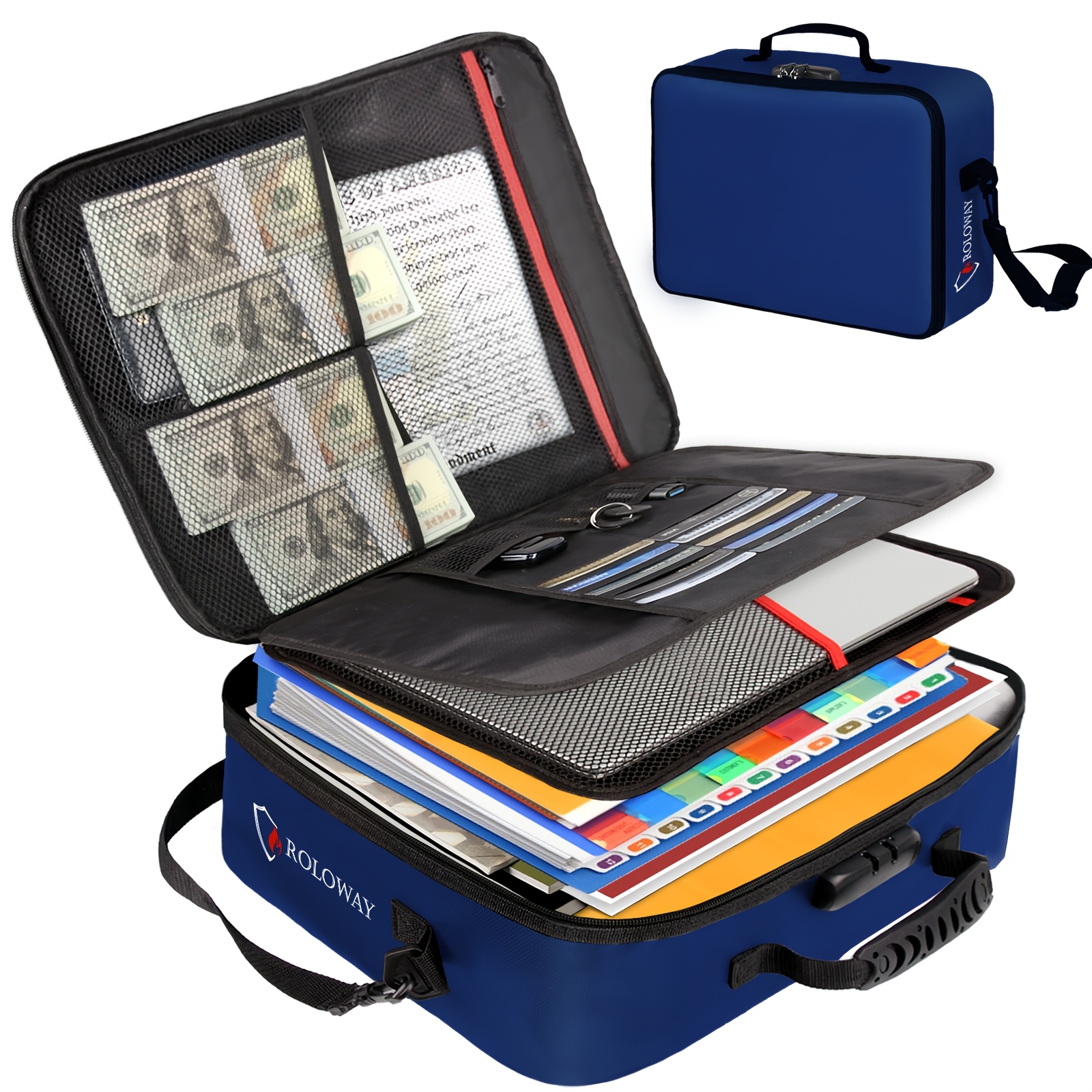 1pc Fireproof Document Bag With Lock & Reflective Strip (17 X 11.8 X 5 Inch), Important Document Storage Bag With Multi-Layer File Organizers Valentine'S Day