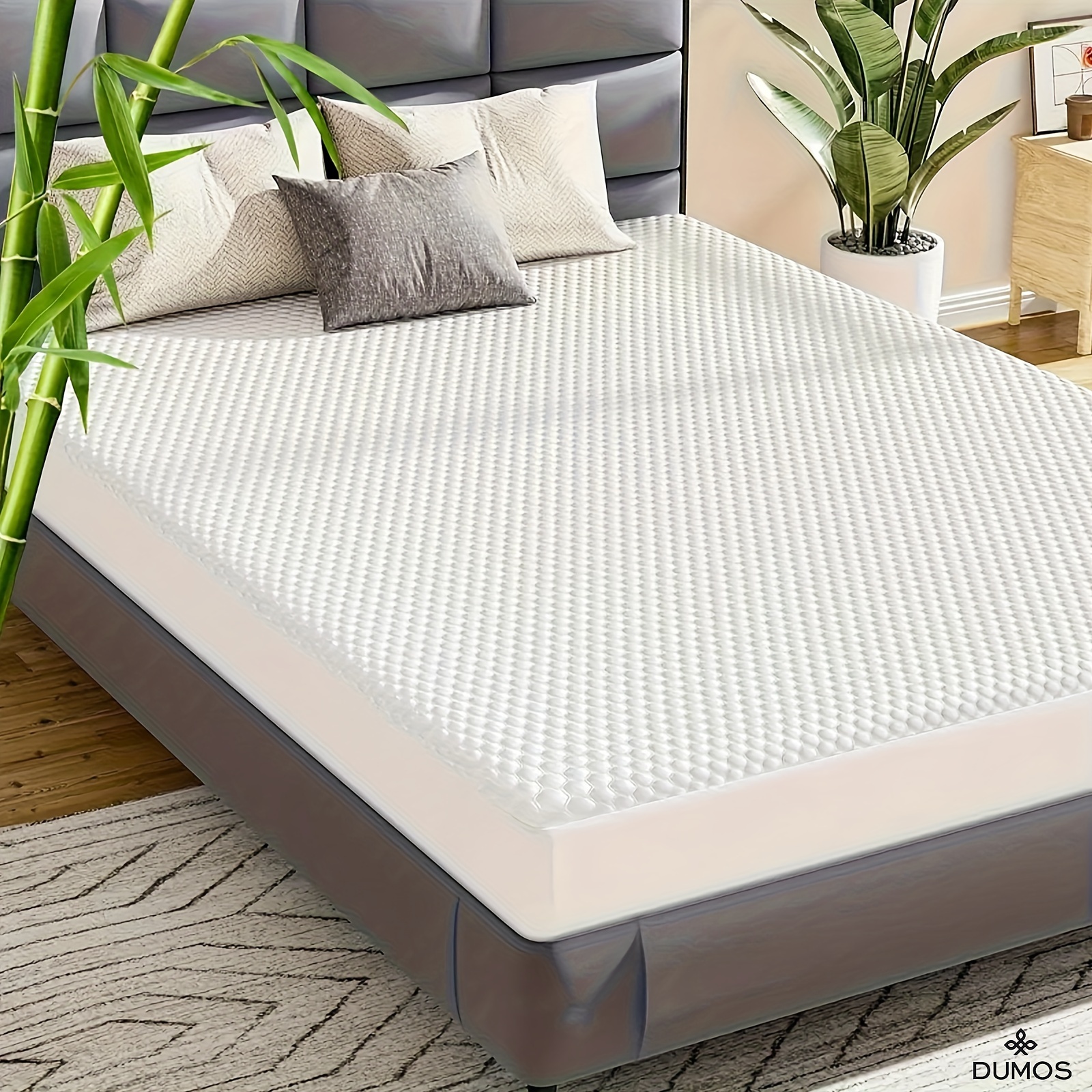 

Dumos Mattress Topper Full King Twin Queen Size, Stretch To 21" Fitted Deep Cover Soft And Skin-friendly, Breathable 3d , 100% Waterproof Mattress Topper