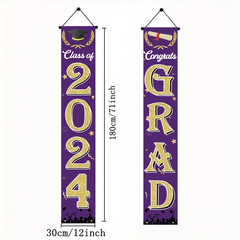 Bannière Félicitations Or 2024 - Déco Triangle Paillettes Pour Mariage Anniversaire Graduation