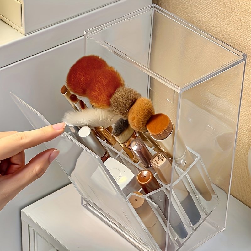 clear plastic makeup brush organizer   cosmetic storage box for desk under 3 2 cubic feet capacity jewelry making display packaging supplies beading jewelry making Product details 1