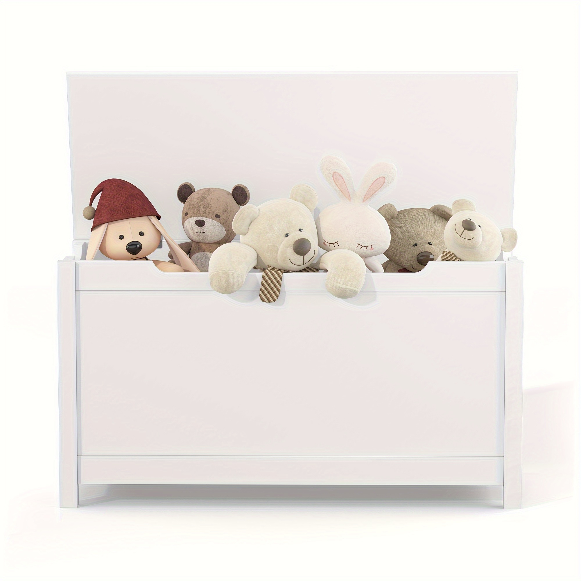 

Wooden Toy Chest - White Furniture For Playroom - Kids Toy Box, Wooden Storage Organizer, Children's Furniture