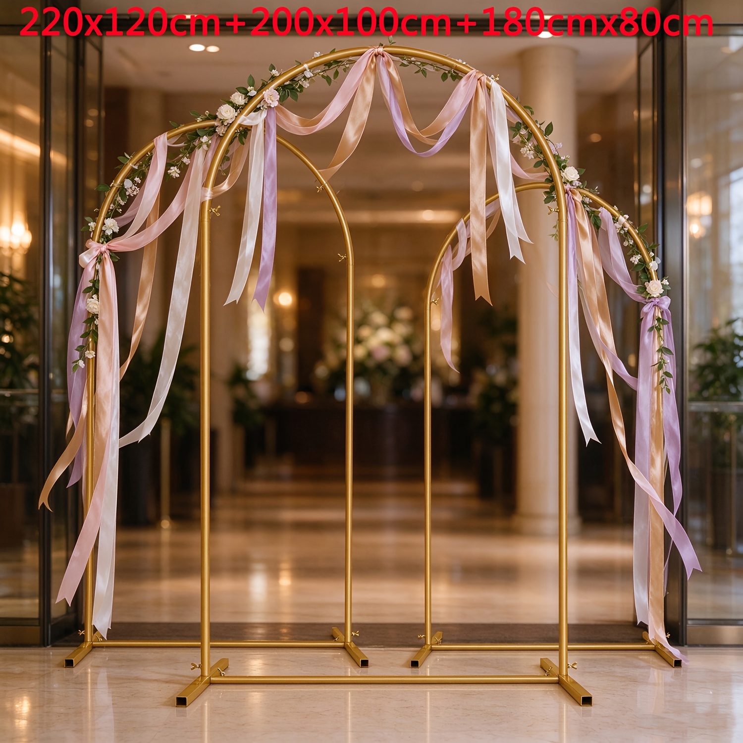 TEMU Juego de 3 piezas de soporte de dorado, juego de soportes en de 0.8x1.8m, 1x2m y 1.2x2.2m, decoración para , de jardín, boda, , Navidad,