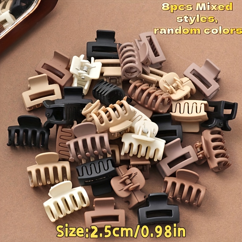 TEMU 8/16/24/32/40pcs Mini Milk Coffee Color Hair Clips, Small Bird Bag Packaging, Mini Square And Small Dragon Bone Mixed Hair Claw Clips, Suitable