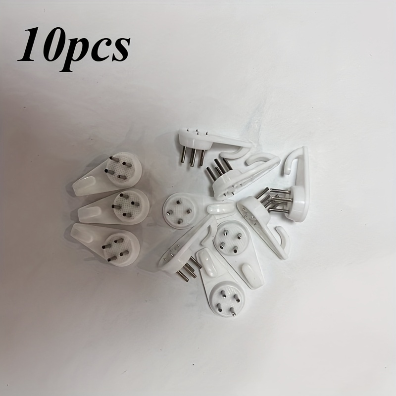 10pcs No Drill Wall Hooks - Heavy Duty Invisible Hanging Nails, Plastic Wall-mounted Hangers For Pictures, Art, Shelves, Mirrors, Signs - -free Installation, (compatible With Smooth Walls/homes)