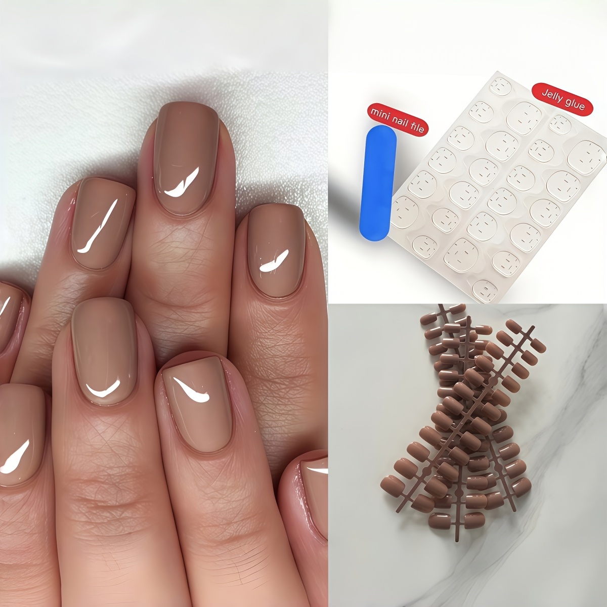 TEMU 72pcs Short European Square Press-on Fake Nails, Simple And Stylish Nails That Brighten Light Beige, Easy To Apply And Remove, Reusable Fake