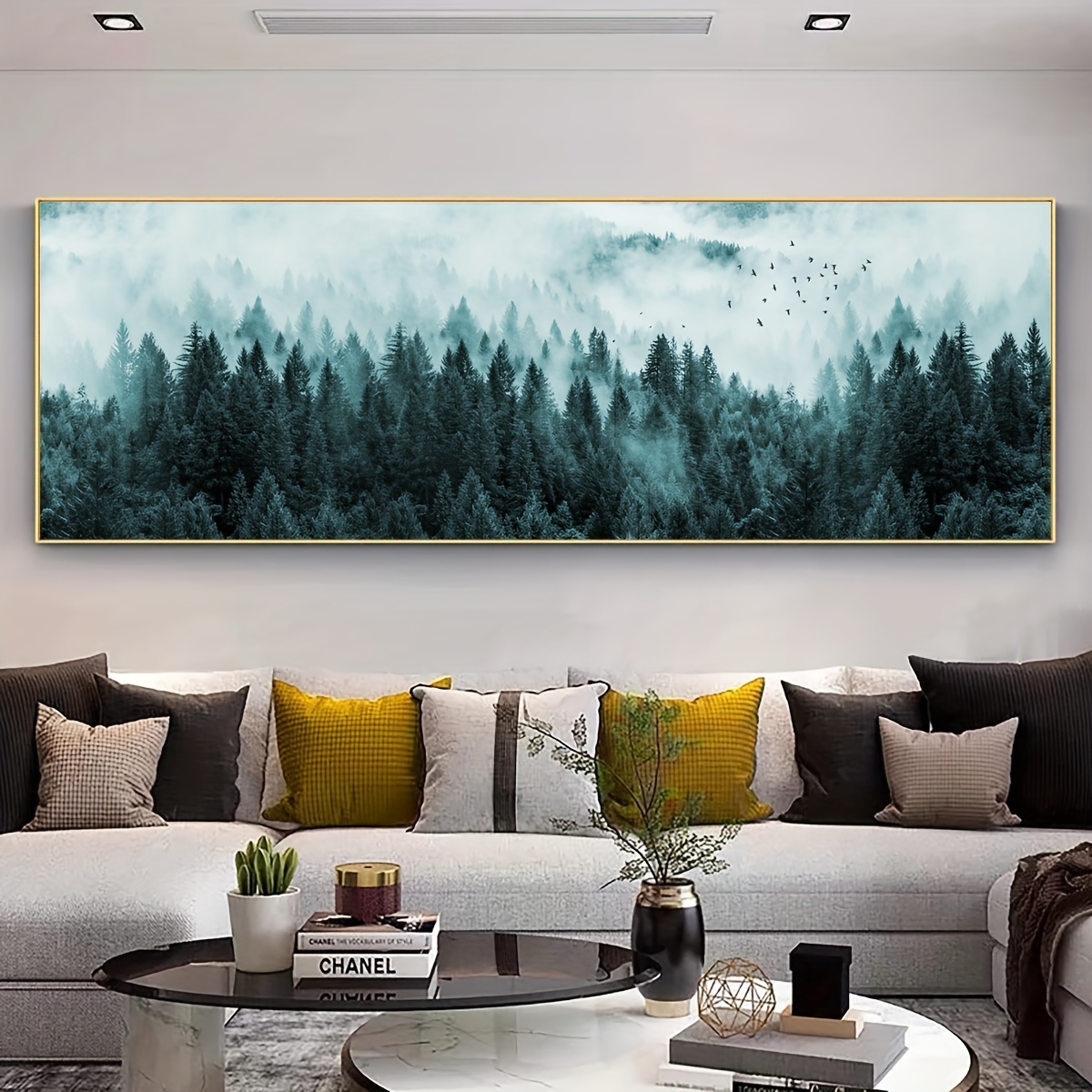 

1pc Unframed Canvas Poster, Misty Forest Painting, Canvas Wall Art, Artwork Wall Painting For Gift, Bedroom, Office, Living Room, Cafe, Bar, Wall Decor, Home And Dormitory Decoration