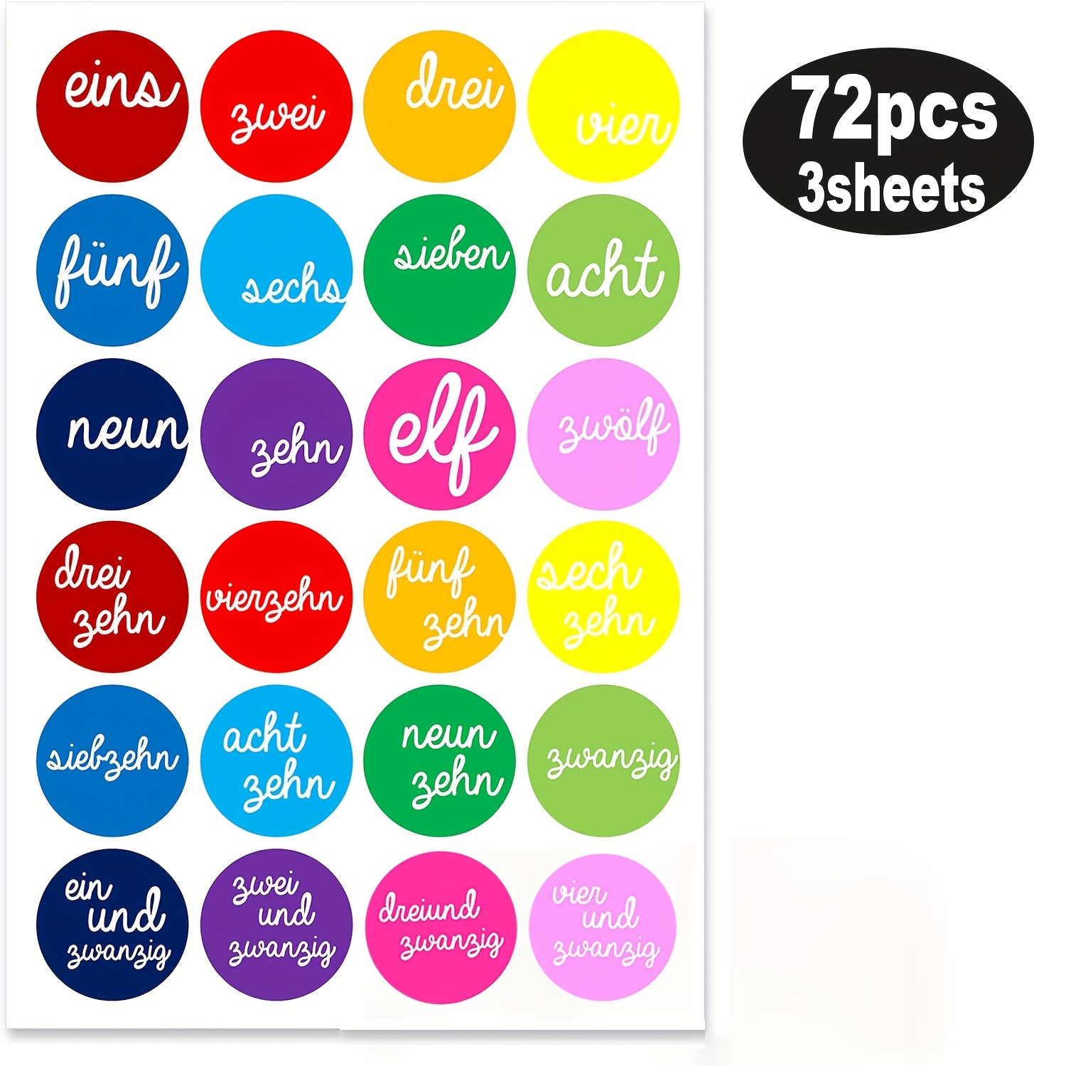 Image of 72pcs/3 Sheets, Advent Calendar Number Stickers - Colorful 4cm Round Stickers - Suitable For Crafts And Calendar Decoration, Advent Reminder Labels