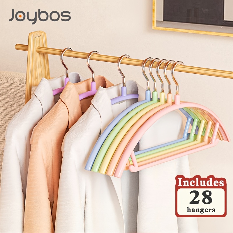 TEMU 28pcs Impregnated Metal Non-slip Clothes Hangers, Non-deformation, Traceless, Home Essential, Suit, Coat, Sweater Hangers, , Stable, Durable,