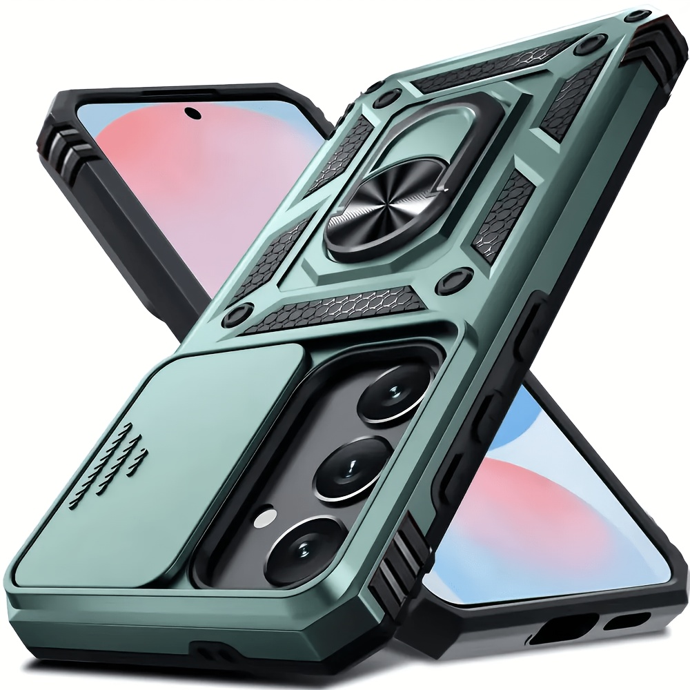 TEMU Phone Case - Drop-proof Phone Case For ,,,, Fe,,,,,,,,,, And, Featuring A Sliding Camera Lens Cover And A Built-in Rotating Magnetic Mount.
