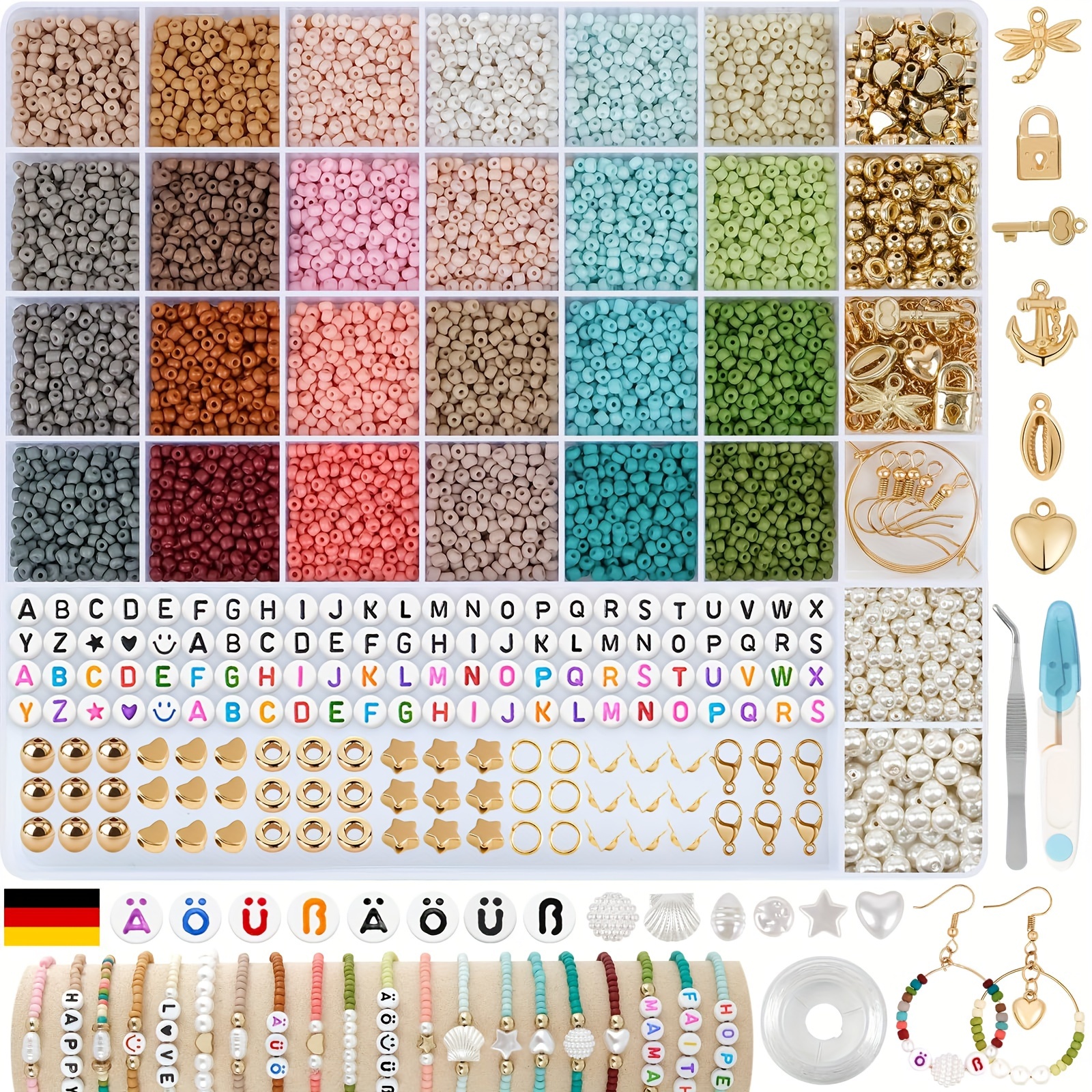 

3mm Glass Beaded Beads Diy Bracelet Bracelet Beads Alphabet Beads Pearl Beads Set For Beracelet And Necklace Jewelry Making